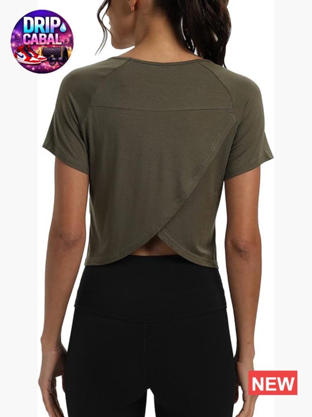 Cropped Split Back Athletic Gym Exercise Top Loose Fit Short Sleeve